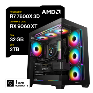 PC GAMER RYZEN 7 7800X 3D RX 9060 XT 32GB DDR5 2TB NVME SSD 750W