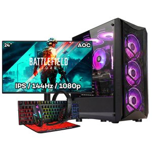 Setup Complet Ryzen 5 3500X GTX 1660 TI 16GB 256GB + AOC 24B36X 23.8″144Hz + Pack Xtrike 4in1